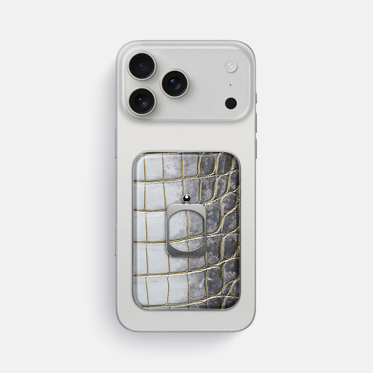 Gold iPhone 17 Pro Max MagSafe Ring Himalayan Crocodile with Steel Metal -2 | Gold-Steel