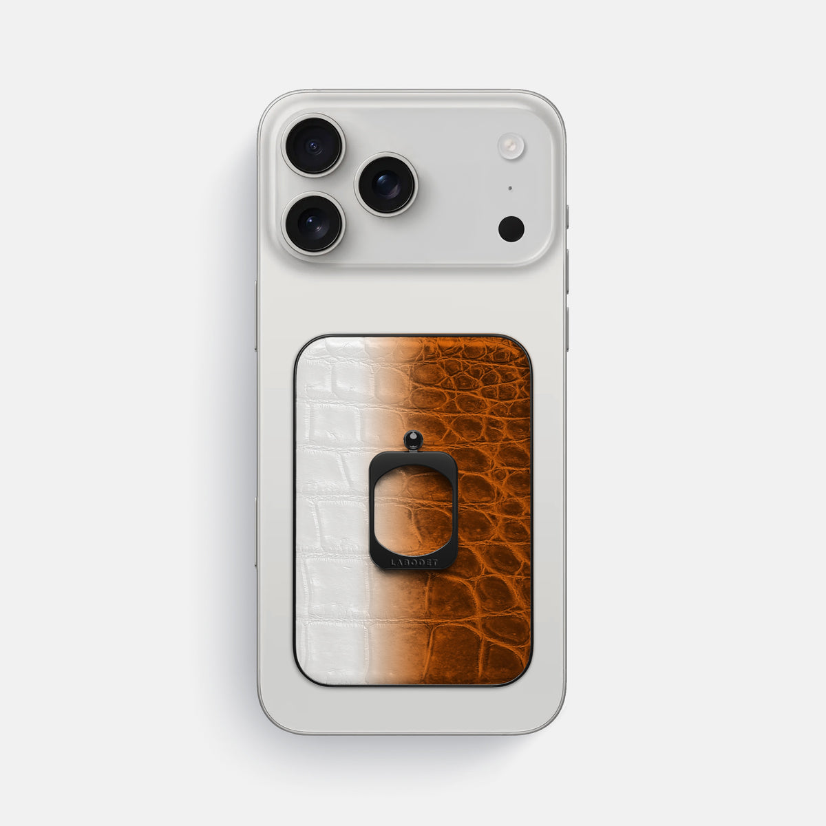 Orange iPhone 17 Pro Max MagSafe Ring Himalayan Crocodile with Black Metal -2 | Orange-Black