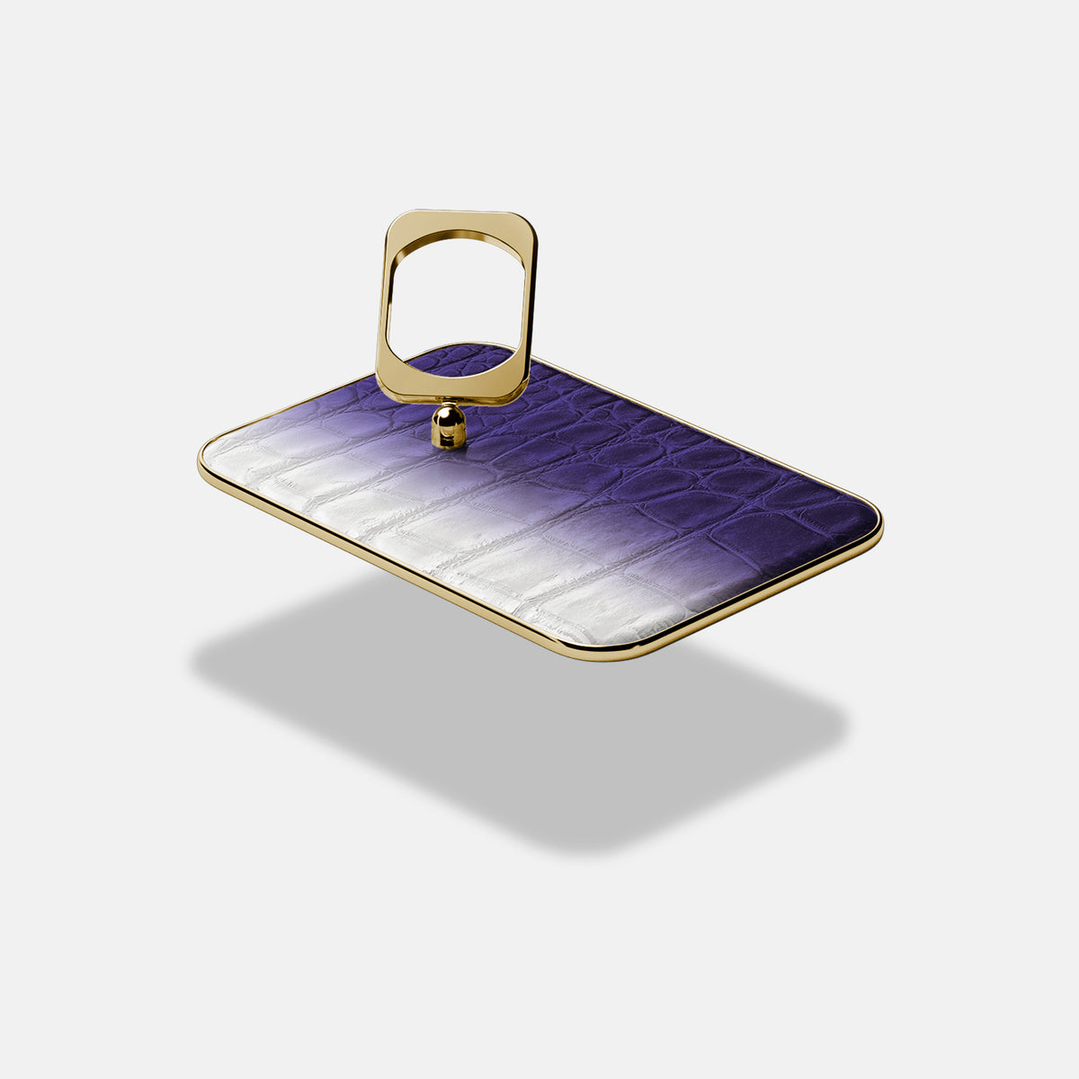 Purple iPhone 17 Pro Max MagSafe Ring Himalayan Crocodile with Gold Metal -4 | Purple-Gold