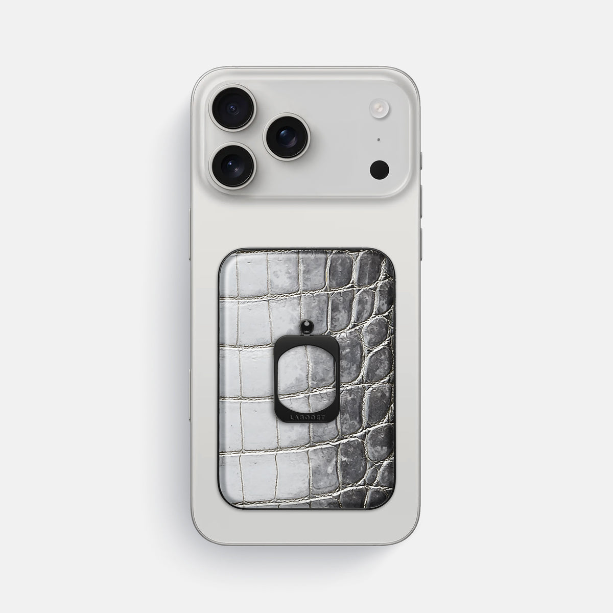Silver iPhone 17 Pro Max MagSafe Ring Himalayan Crocodile with Black Metal -2 | Silver-Black