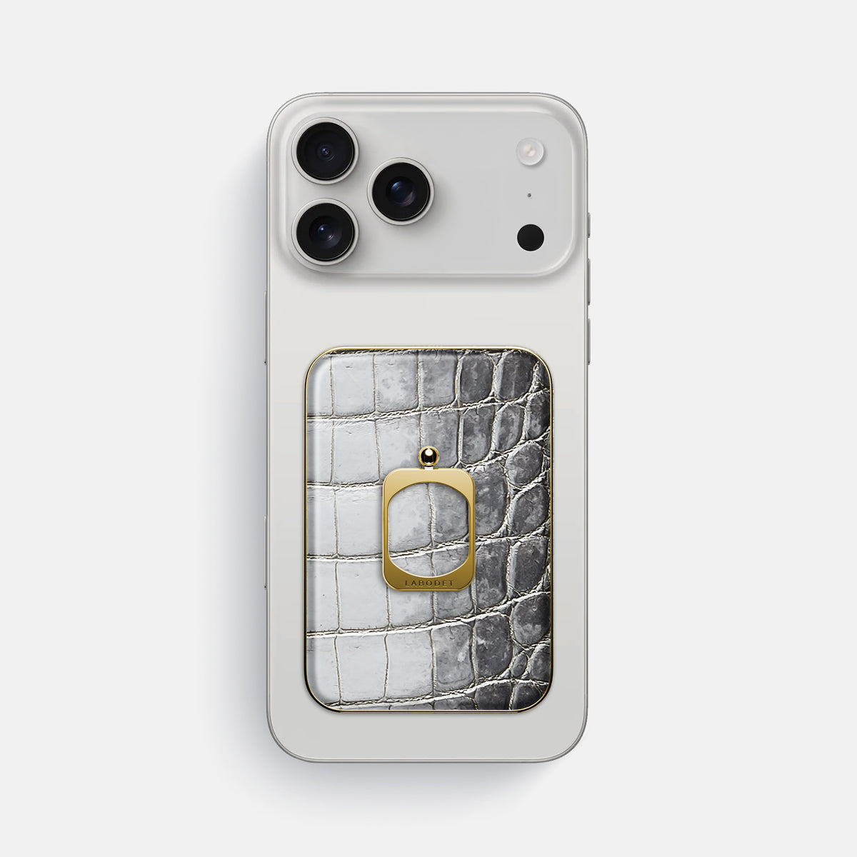 Silver iPhone 17 Pro Max MagSafe Ring Himalayan Crocodile with Gold Metal -2 | Silver-Gold