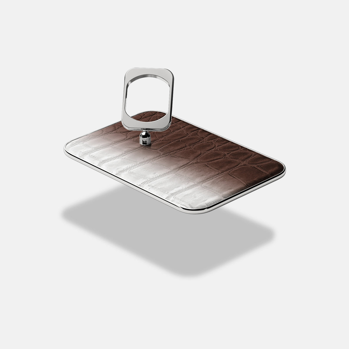 Dark Brown iPhone 17 Pro MagSafe Ring Himalayan Crocodile with Steel Metal -4 | Dark-Brown-Steel