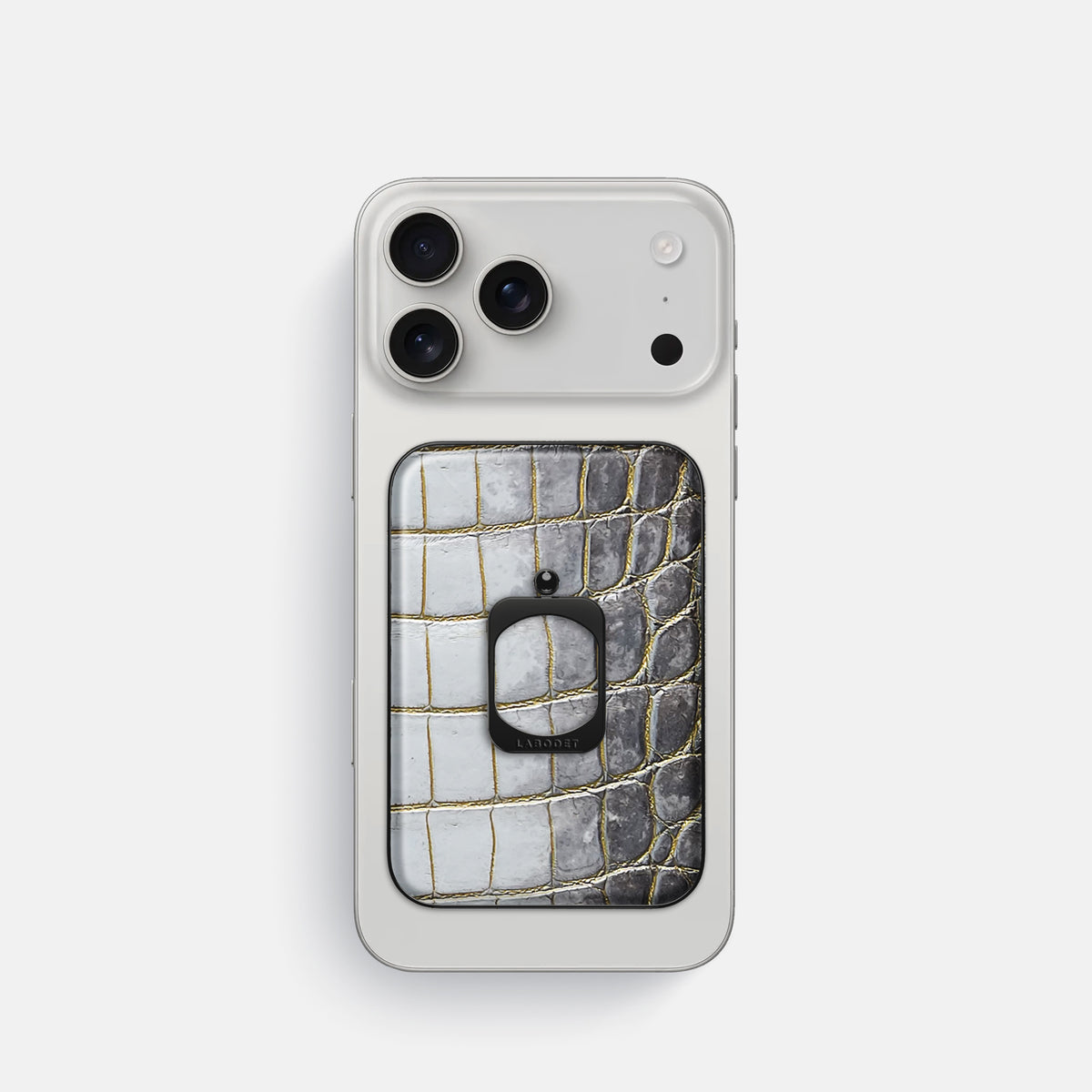 Gold iPhone 17 Pro MagSafe Ring Himalayan Crocodile with Black Metal -2 | Gold-Black