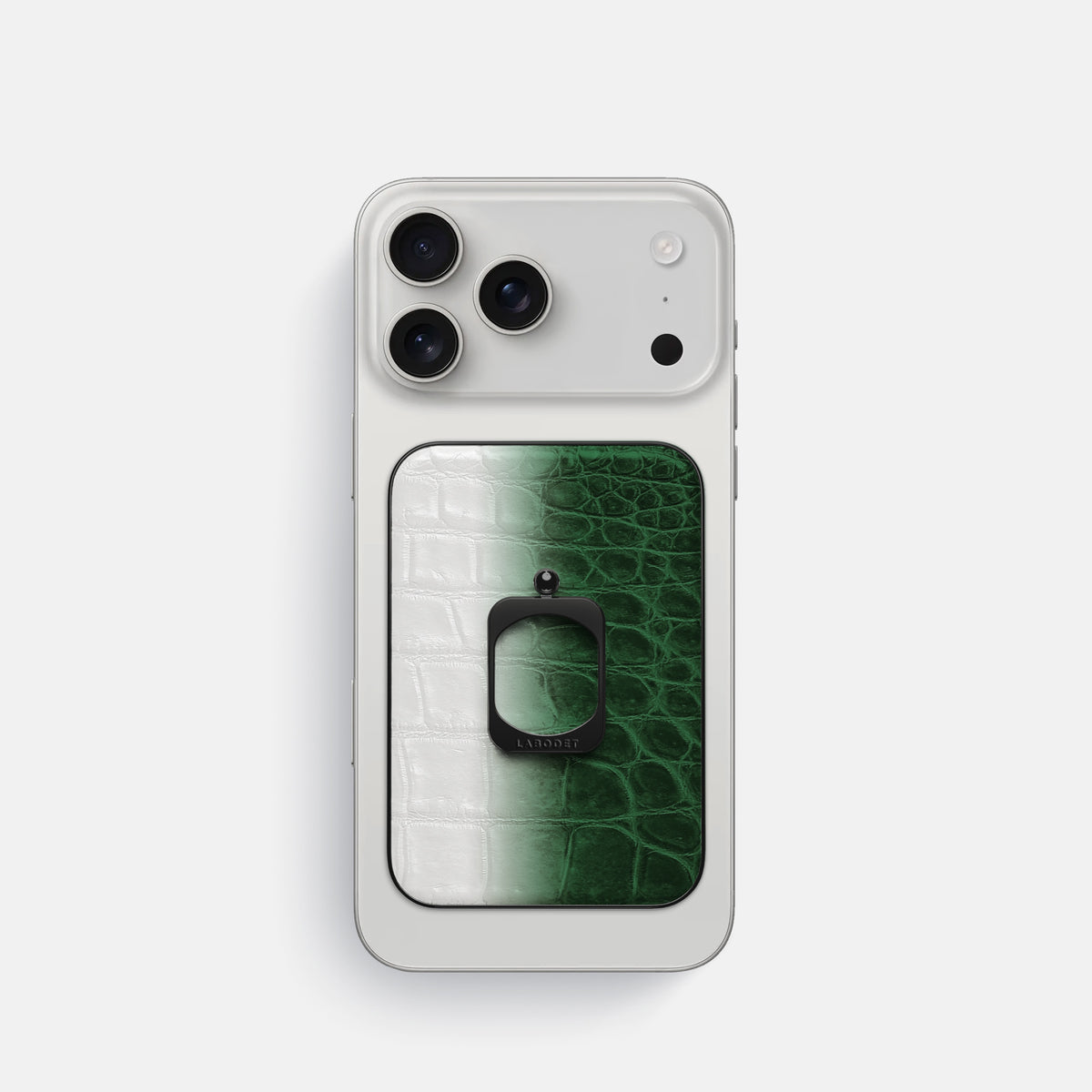 Green iPhone 17 Pro MagSafe Ring Himalayan Crocodile with Black Metal -2 | Green-Black