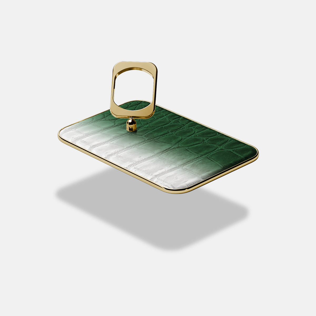 Green iPhone 17 Pro MagSafe Ring Himalayan Crocodile with Gold Metal -4 | Green-Gold