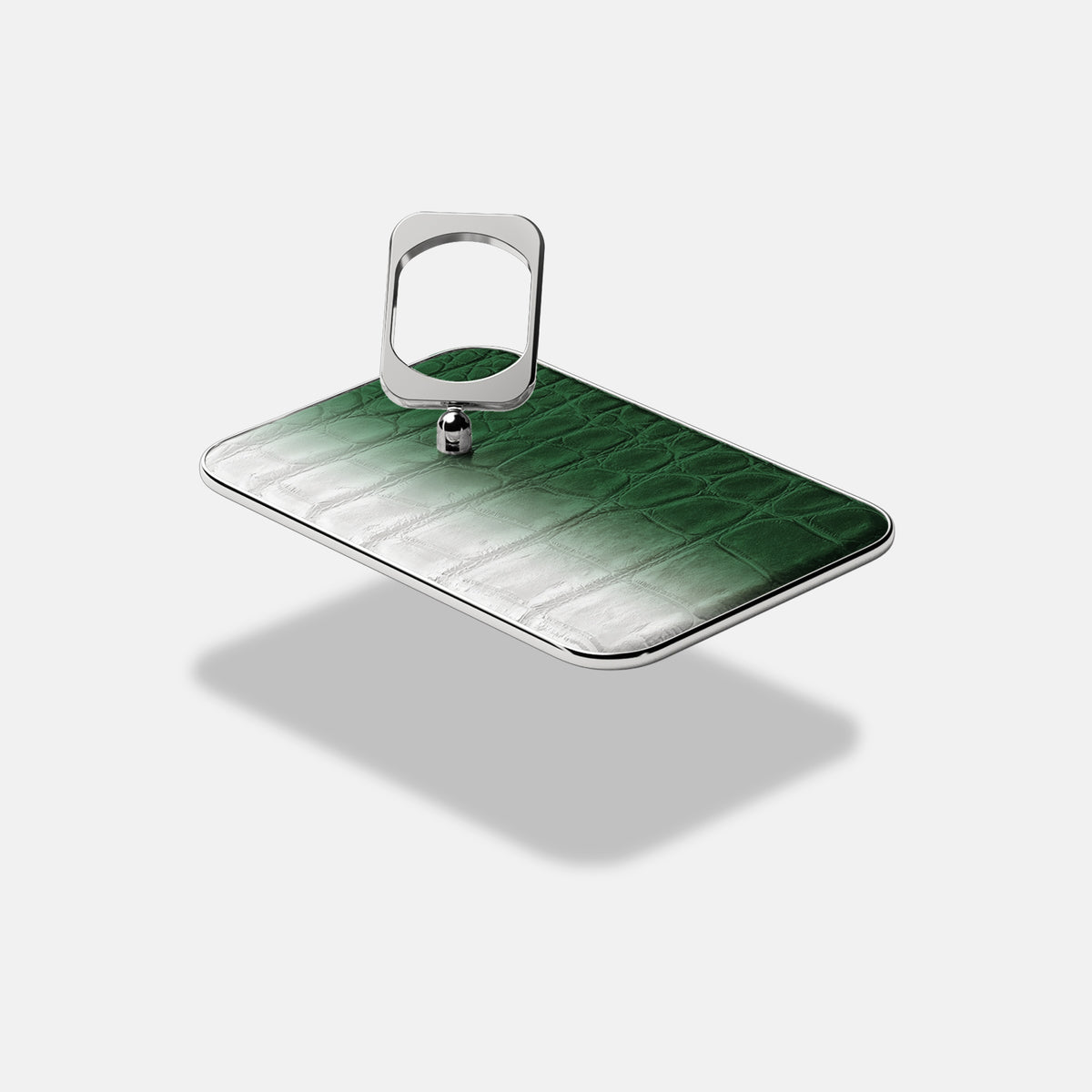 Green iPhone 17 Pro MagSafe Ring Himalayan Crocodile with Steel Metal -4 | Green-Steel