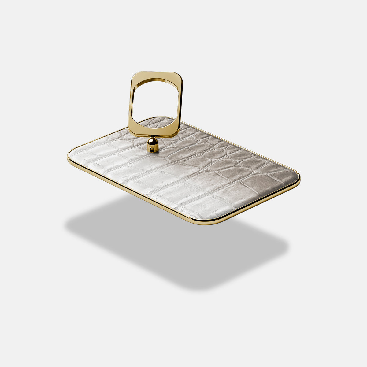 Grey iPhone 17 Pro MagSafe Ring Himalayan Crocodile with Gold Metal -4 | Grey-Gold