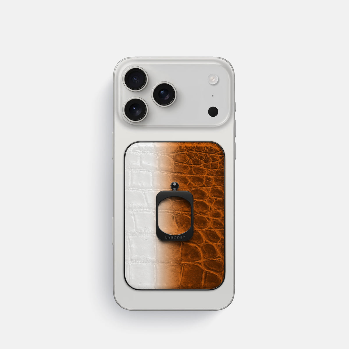 Orange iPhone 17 Pro MagSafe Ring Himalayan Crocodile with Black Metal -2 | Orange-Black