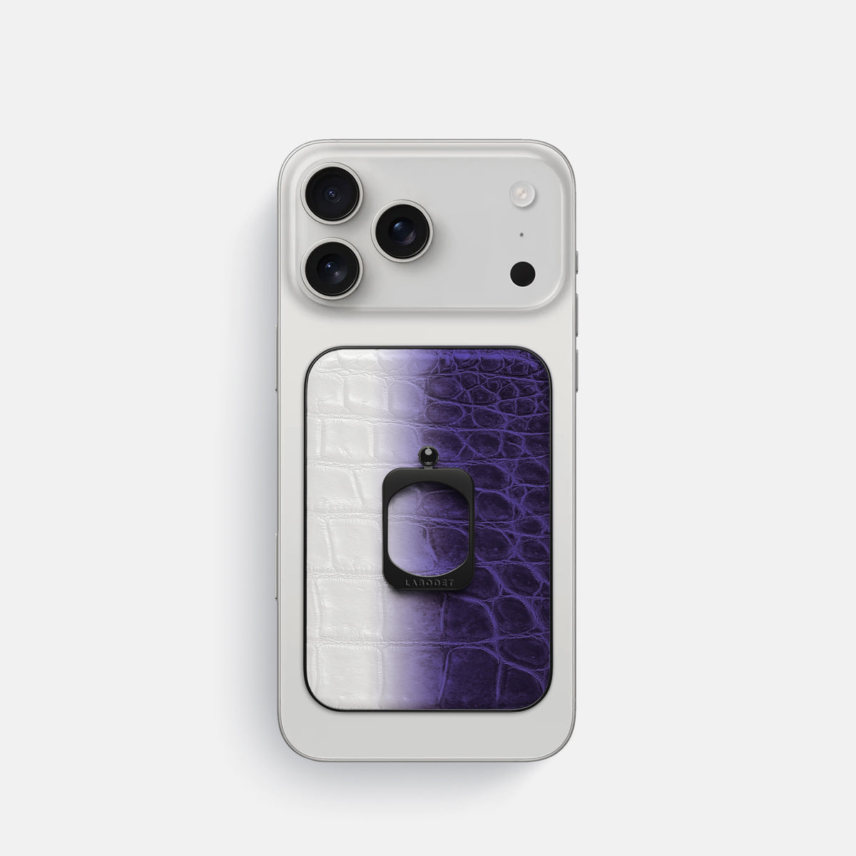 Purple iPhone 17 Pro MagSafe Ring Himalayan Crocodile with Black Metal -2 | Purple-Black