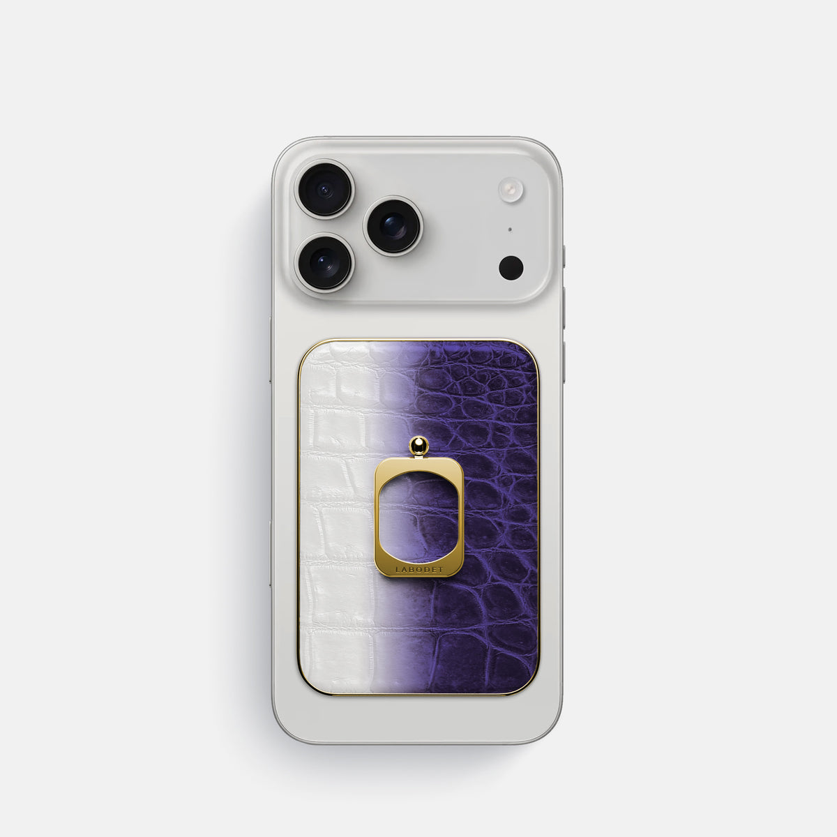Purple iPhone 17 Pro MagSafe Ring Himalayan Crocodile with Gold Metal -2 | Purple-Gold
