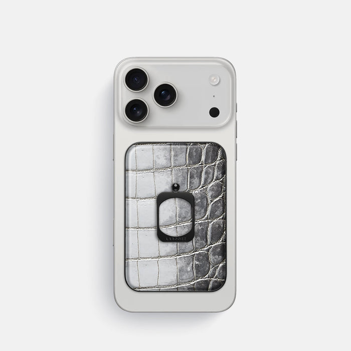MagSafe Ring For iPhone 18 Pro In Himalayan Crocodile -2 | Silver-Black