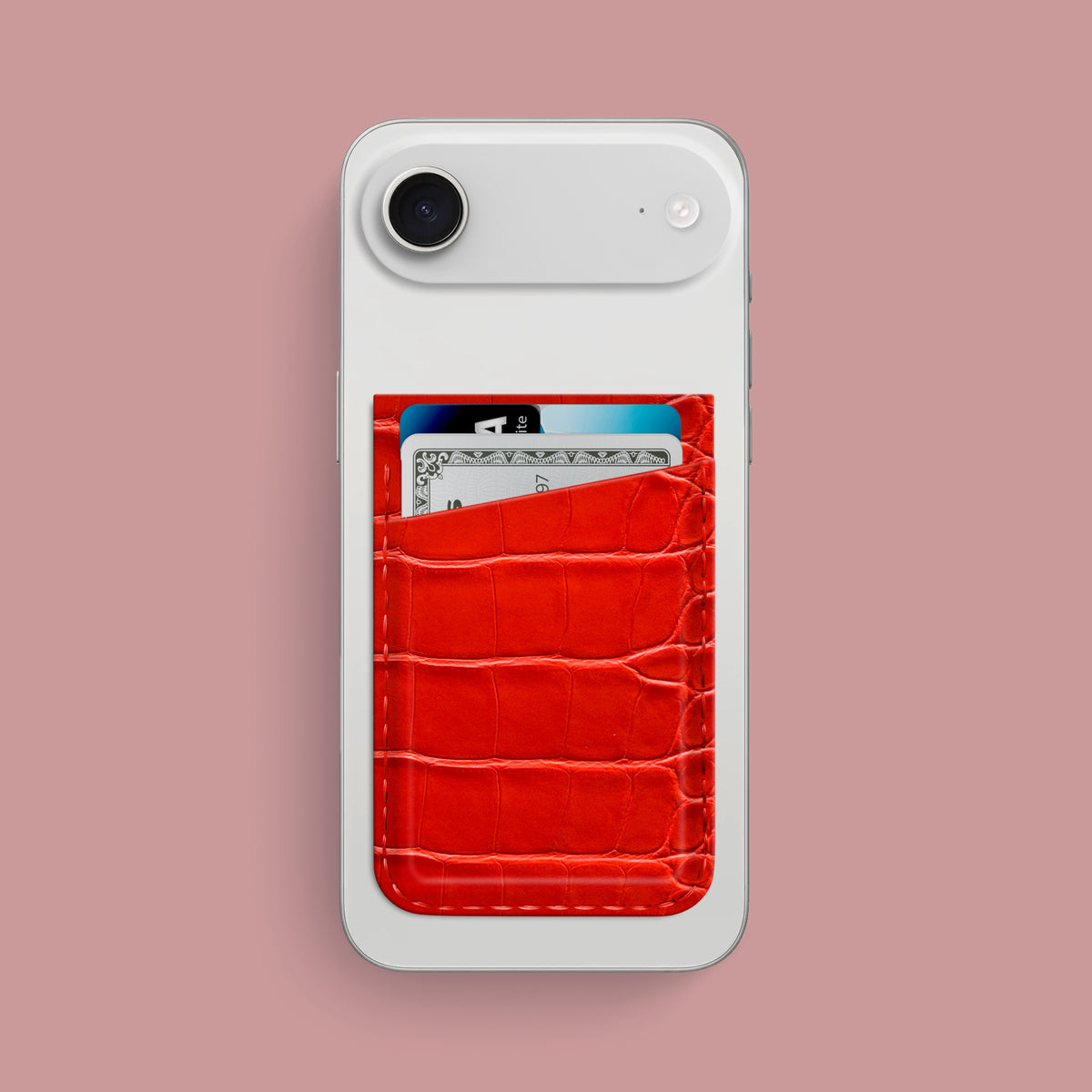 iPhone 17 Air MagSafe Wallet Deep Coral Alligator -1 | Deep-Coral