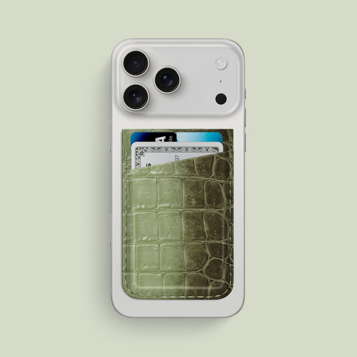 MagSafe Wallet Celadon Green For iPhone 17 Pro Max In Himalayan Crocodile -1 | Celadon-Green