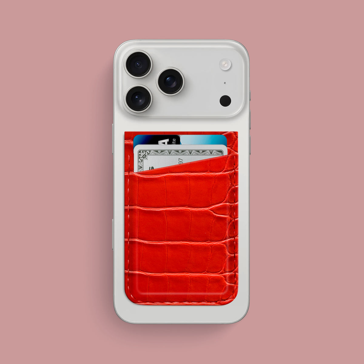 iPhone 17 Pro Max MagSafe Wallet Deep Coral Alligator -1 | Deep-Coral