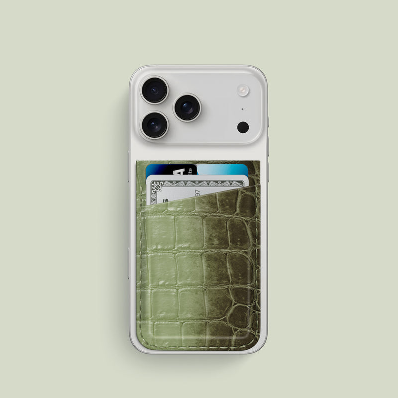 MagSafe Wallet Celadon Green For iPhone 17 Pro In Himalayan Crocodile -1 | Celadon-Green