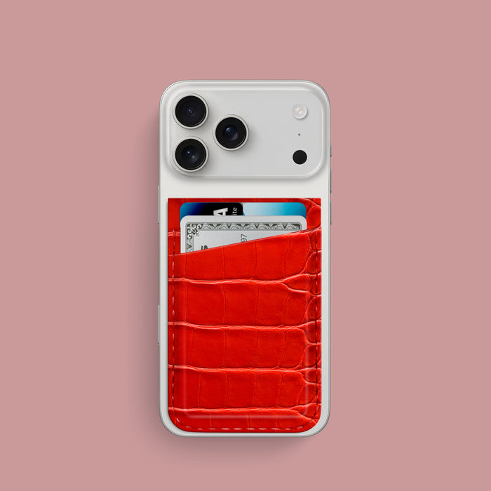 iPhone 17 Pro MagSafe Wallet Deep Coral Alligator -1 | Deep-Coral