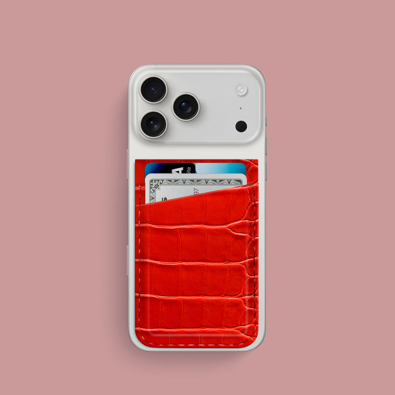 iPhone 17 Pro MagSafe Wallet Deep Coral Alligator -1 | Deep-Coral