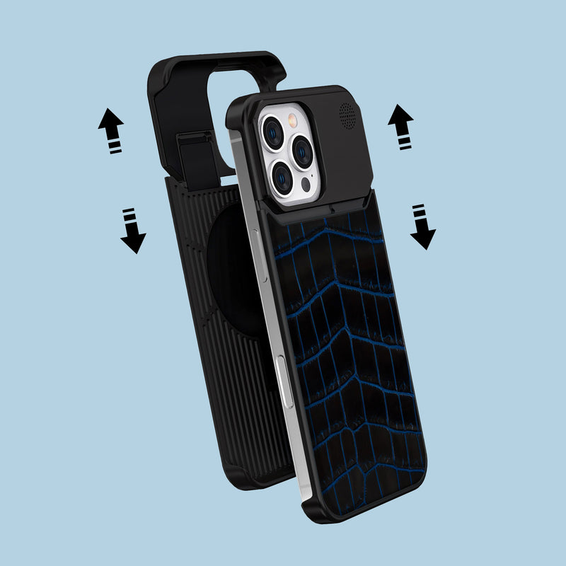 Cosmic Night iPhone 16 Pro Max Metal Case 1/1 Alligator with Black Metal -2 | Cosmic-Night-Black