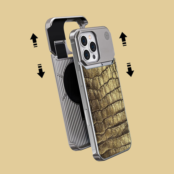 Metal Case 1/1 Old Gold For iPhone 16 Pro Max In Alligator