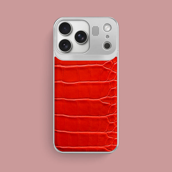 Metal Case Deep Coral For iPhone 17 Pro Max In Alligator