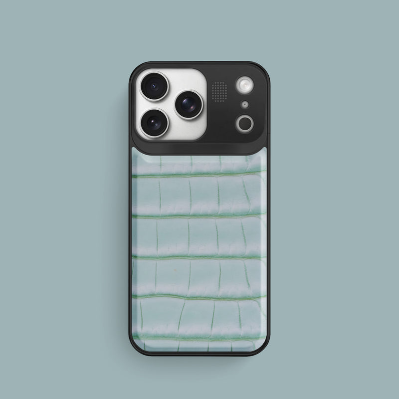iPhone 17 Pro Metal Case  Mint-Gum Alligator with Black Metal -1 | Mint-Gum-Black