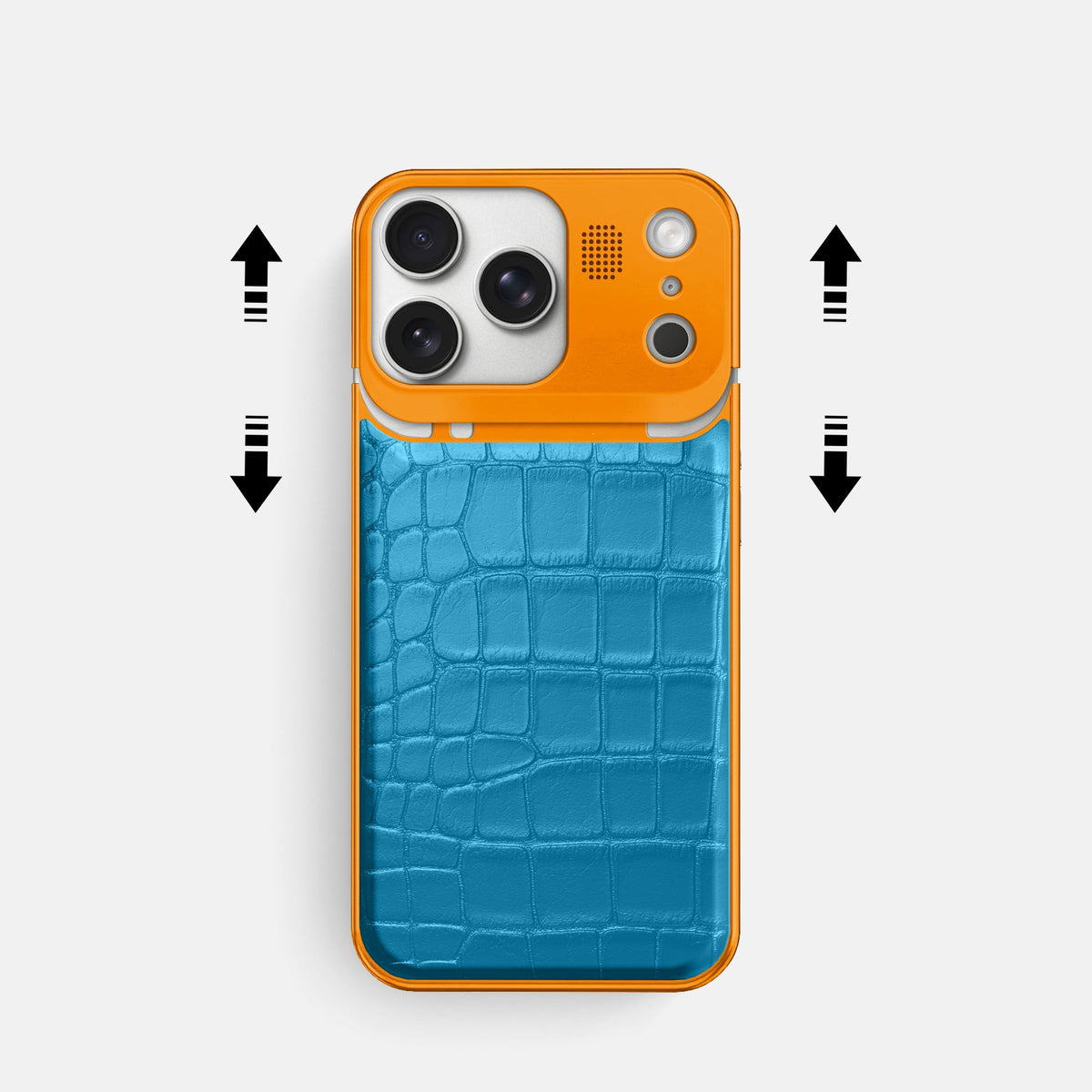 Metal Case For iPhone 18 Pro In Alligator -2 | Curaçao-Blue-Orange