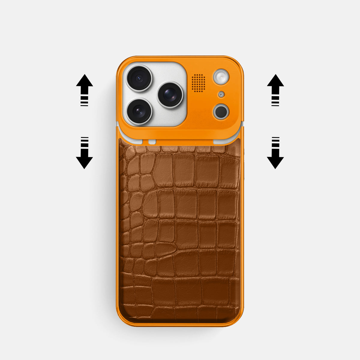 Honey iPhone 17 Pro Metal Case In Alligator with Orange Metal -2 | Honey-Orange