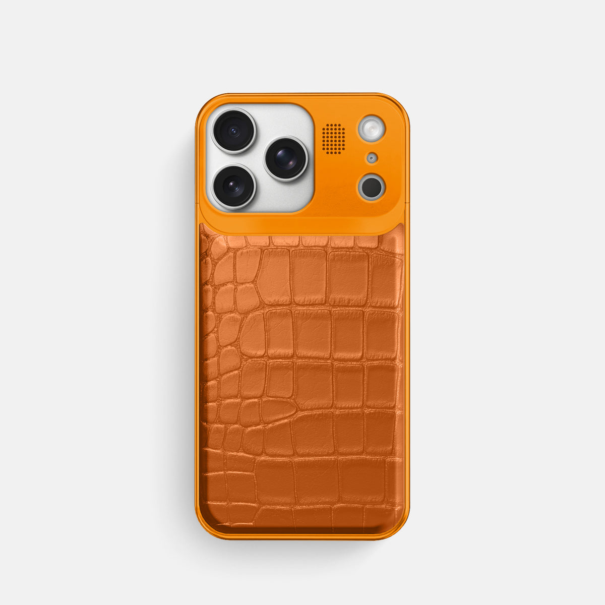 Orange iPhone 17 Pro Metal Case In Alligator with Orange Metal -1 | Orange-Orange
