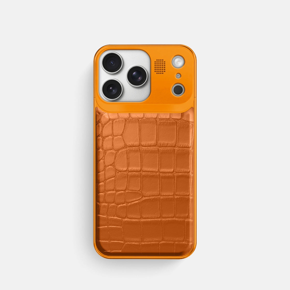 Metal Case For iPhone 18 Pro In Alligator -1 | Orange-Orange