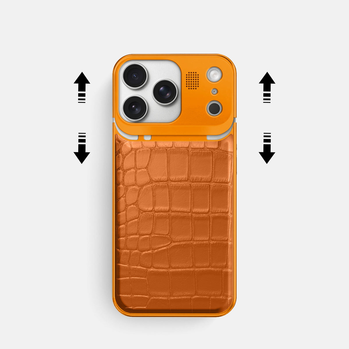 Metal Case For iPhone 18 Pro In Alligator -2 | Orange-Orange