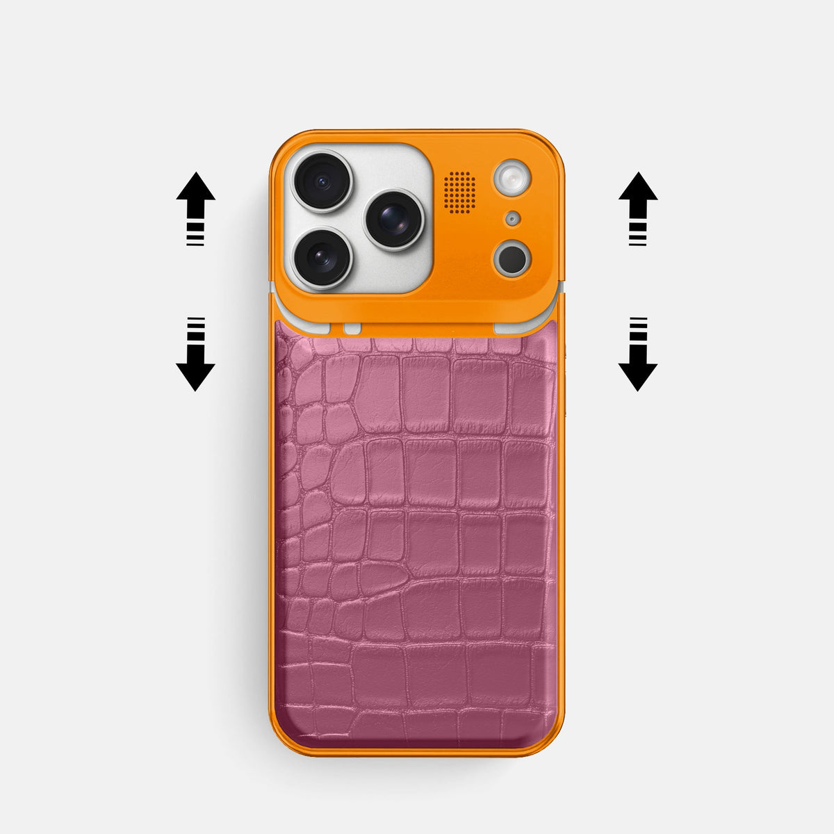 Metal Case For iPhone 18 Pro In Alligator -2 | Pink-Lagoon-Orange