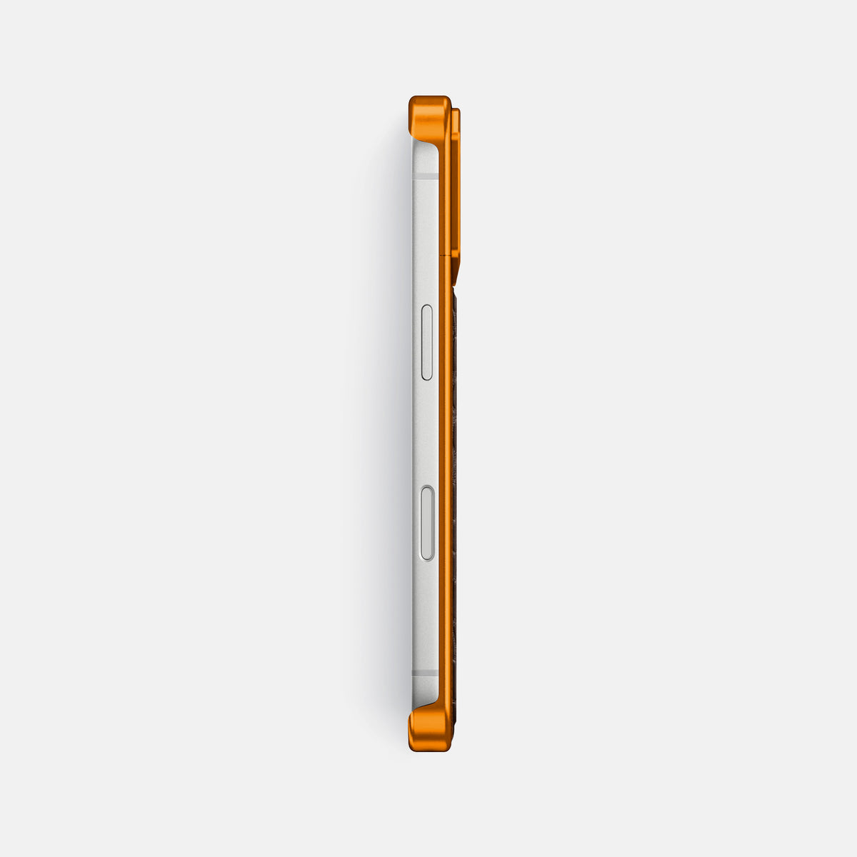 Dark-Brown iPhone 17 Pro Max Metal Case In Alligator with Orange Metal -3 | Dark-Brown-Orange