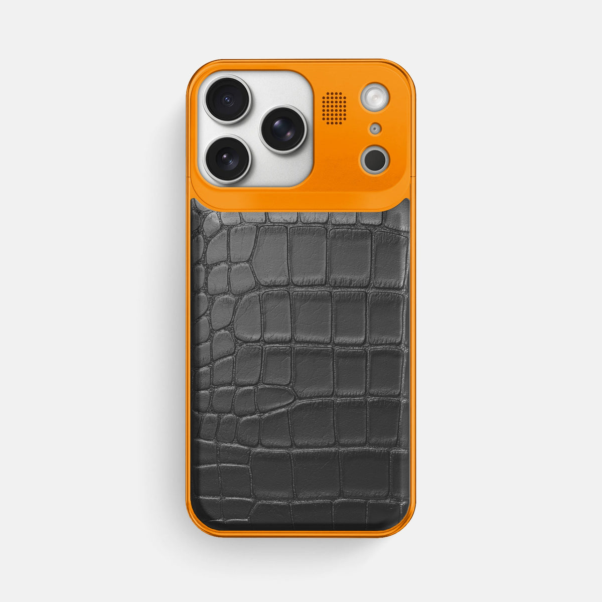 Metal Case For iPhone 18 Pro Max In Alligator -1 | Grey-Orange