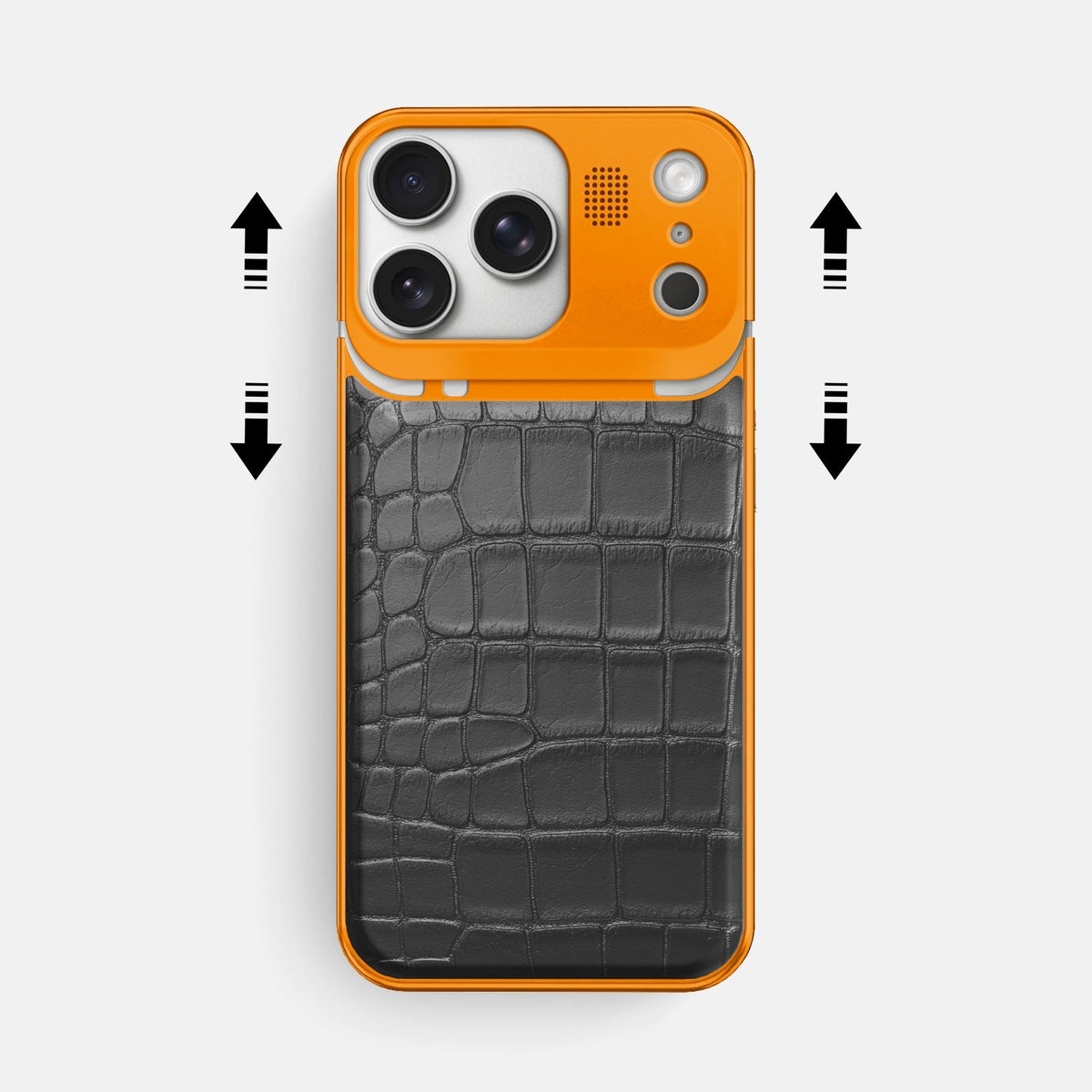 Metal Case For iPhone 18 Pro Max In Alligator -2 | Grey-Orange
