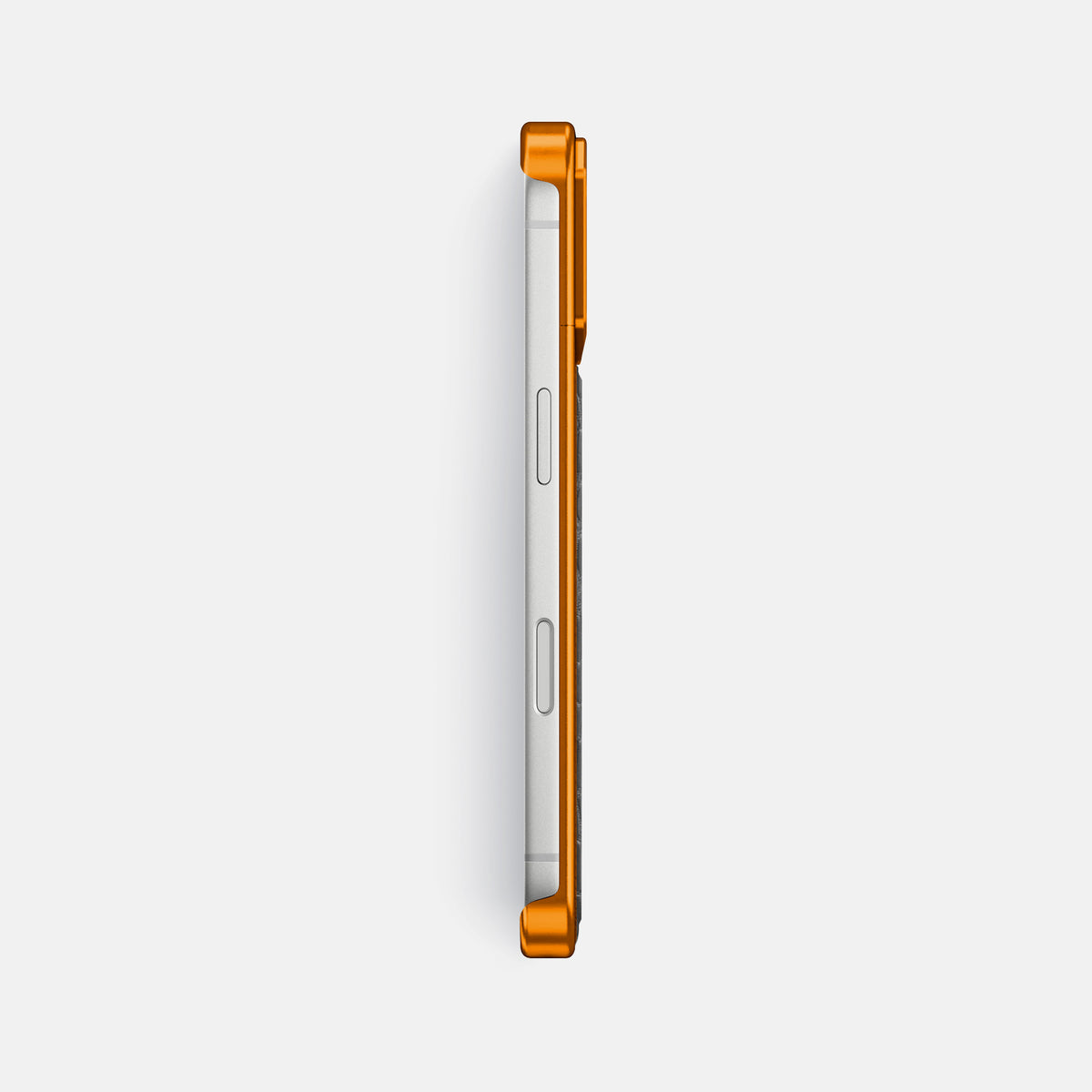 Grey iPhone 17 Pro Max Metal Case In Alligator with Orange Metal -3 | Grey-Orange