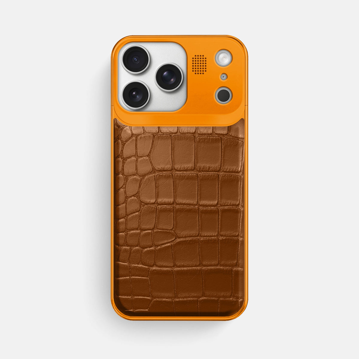 Metal Case For iPhone 18 Pro Max In Alligator -1 | Honey-Orange