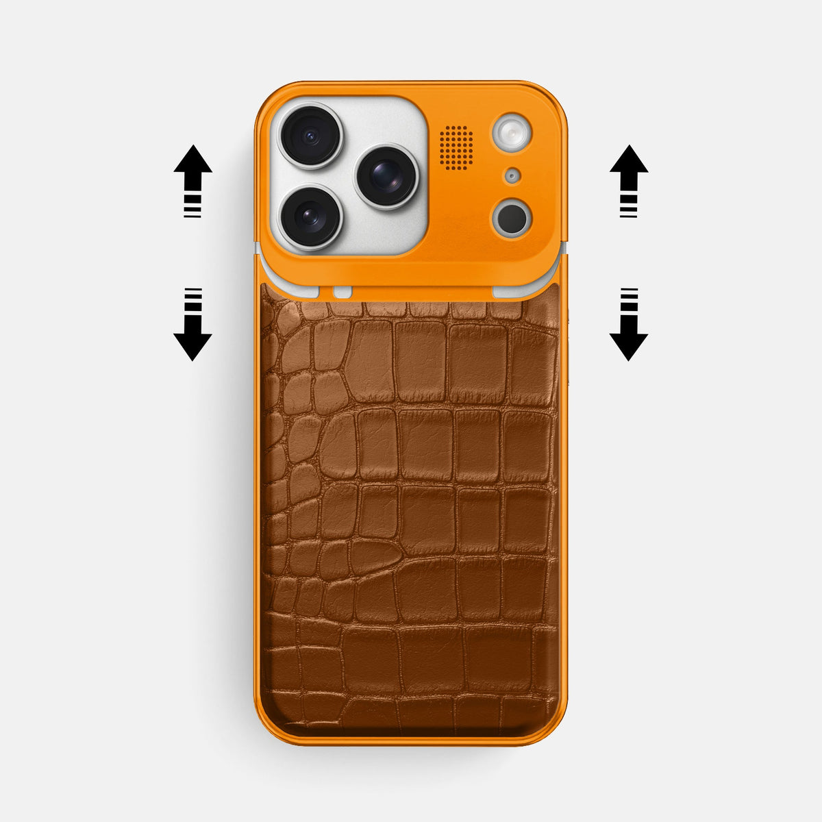 Metal Case For iPhone 18 Pro Max In Alligator -2 | Honey-Orange
