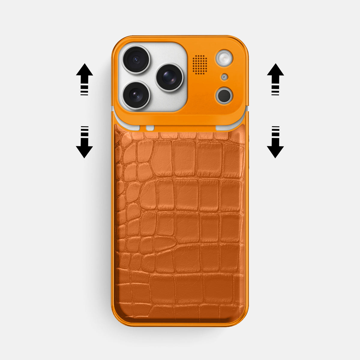 Orange iPhone 17 Pro Max Metal Case In Alligator with Orange Metal -2 | Orange-Orange