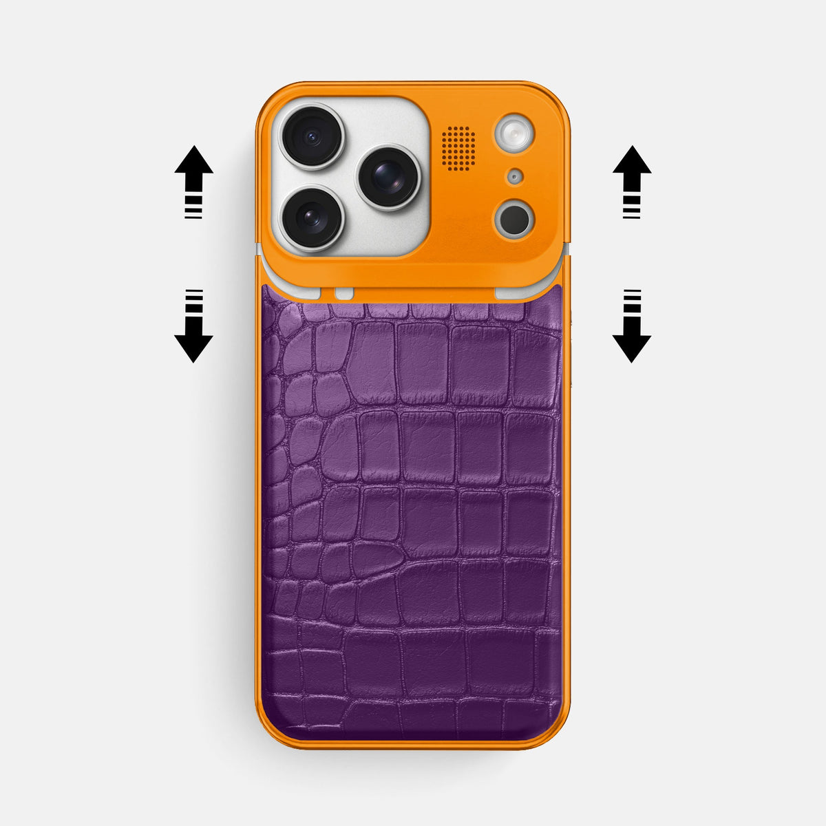 Metal Case For iPhone 18 Pro Max In Alligator -2 | Purple-Orange