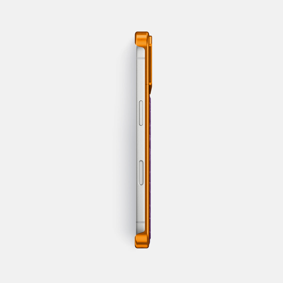 Purple iPhone 17 Pro Max Metal Case In Alligator with Orange Metal -3 | Purple-Orange