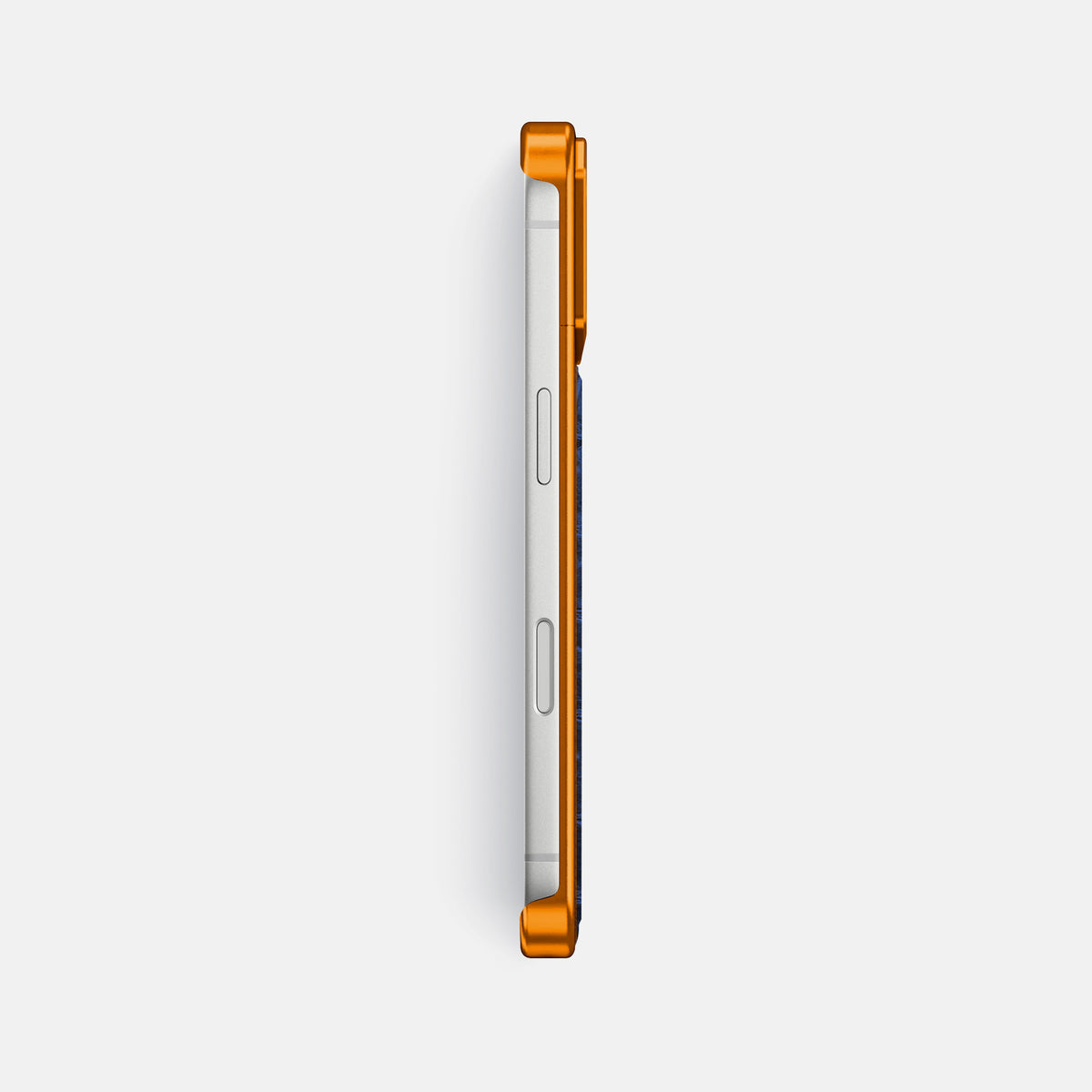 Navy Blue iPhone 17 Pro Max Metal Case Himalayan Crocodile with Orange Metal -3 | Navy-Blue-Orange