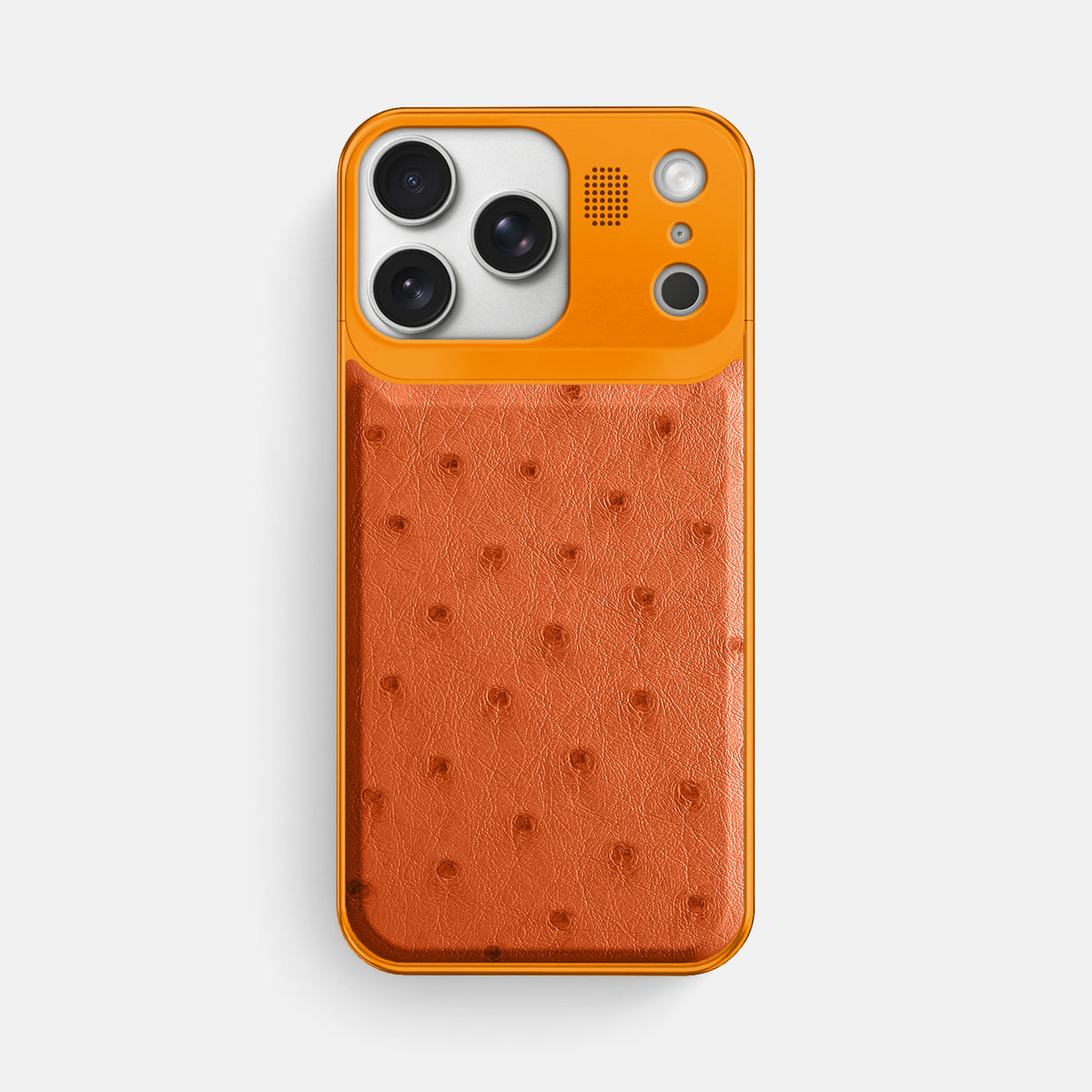 Orange iPhone 17 Pro Max Metal Case Ostrich with Orange Metal -1 | Orange-Orange