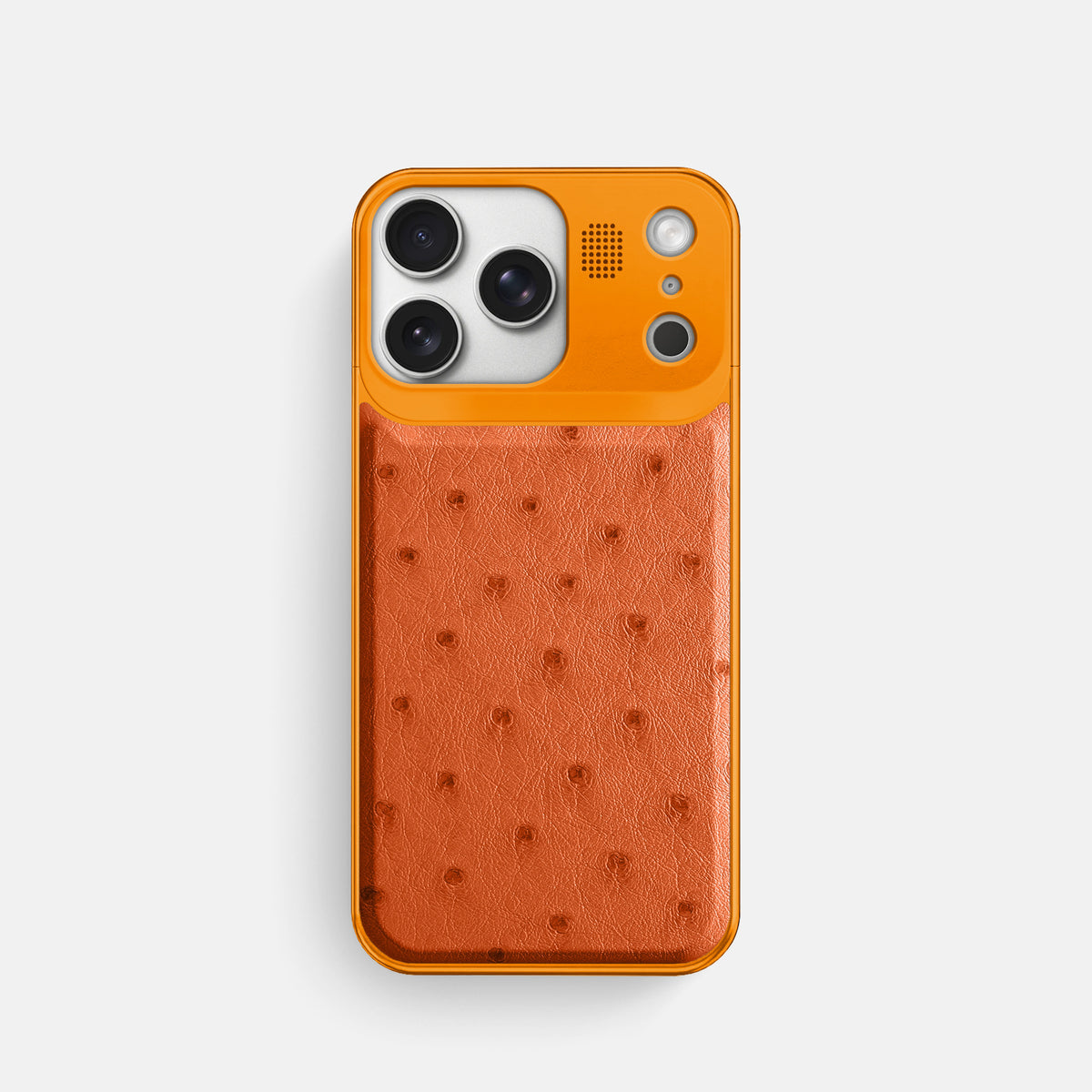 Orange iPhone 17 Pro Metal Case Ostrich with Orange Metal -1 | Orange-Orange