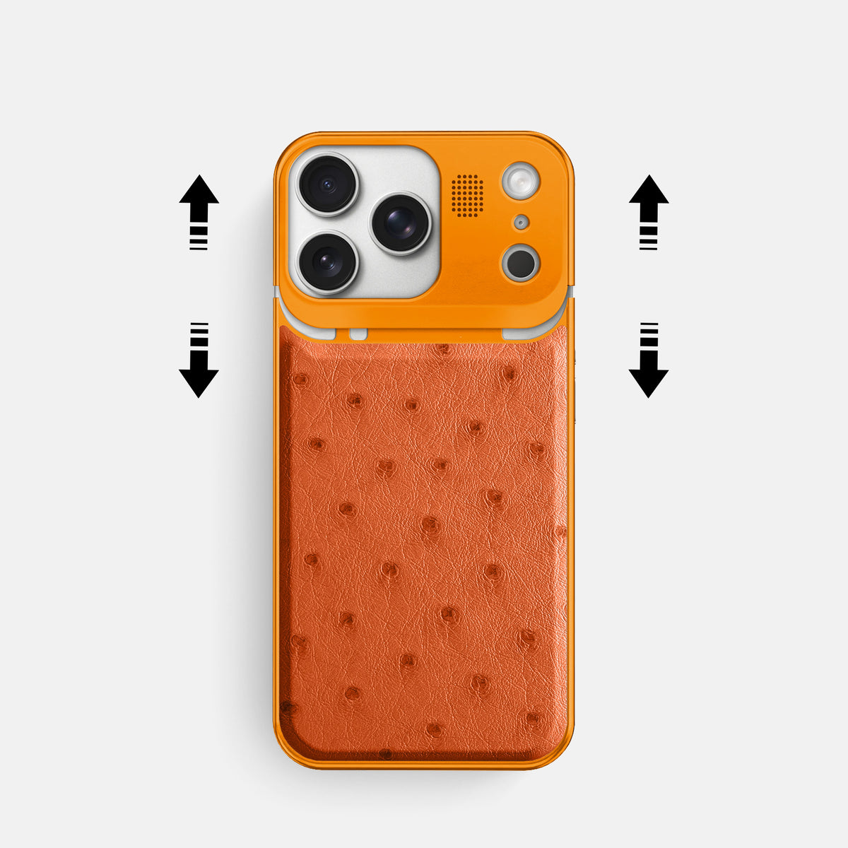 Orange iPhone 17 Pro Metal Case Ostrich with Orange Metal -2 | Orange-Orange