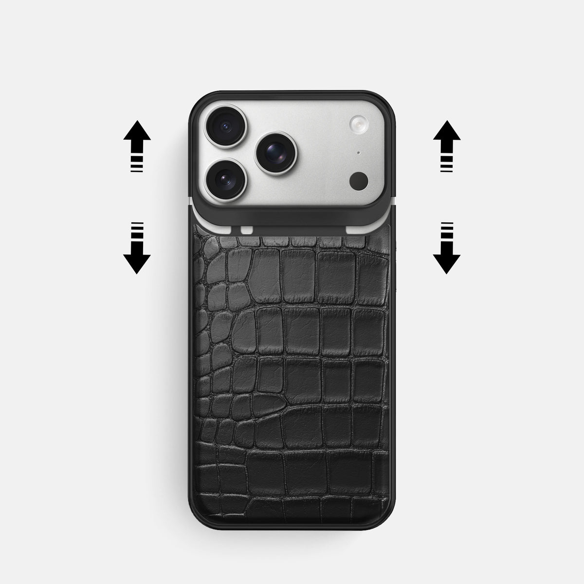 Metal Case For iPhone 18 Pro In Alligator -2 | Black-Black