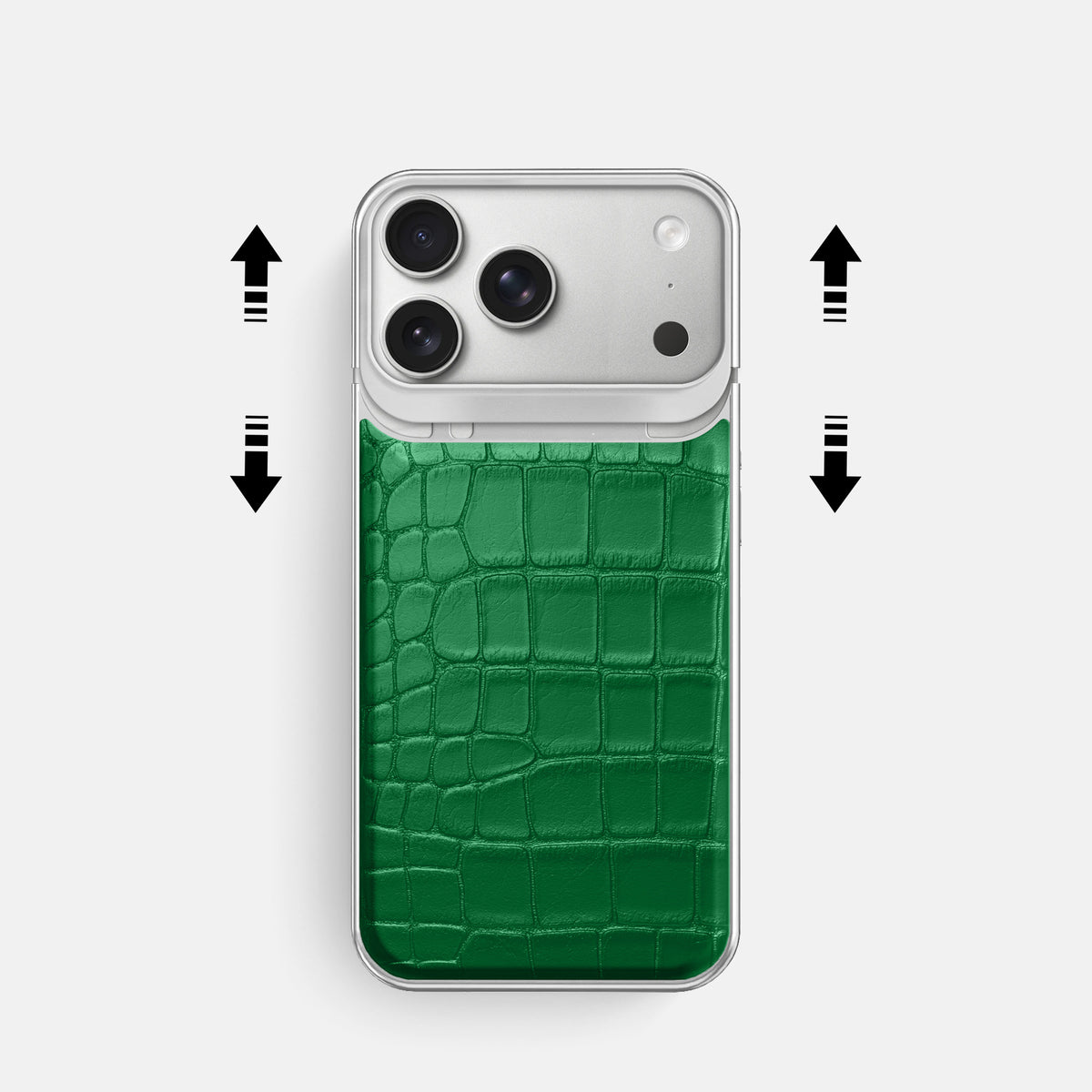 Metal Case For iPhone 18 Pro In Alligator -2 | Forest-Green-Steel