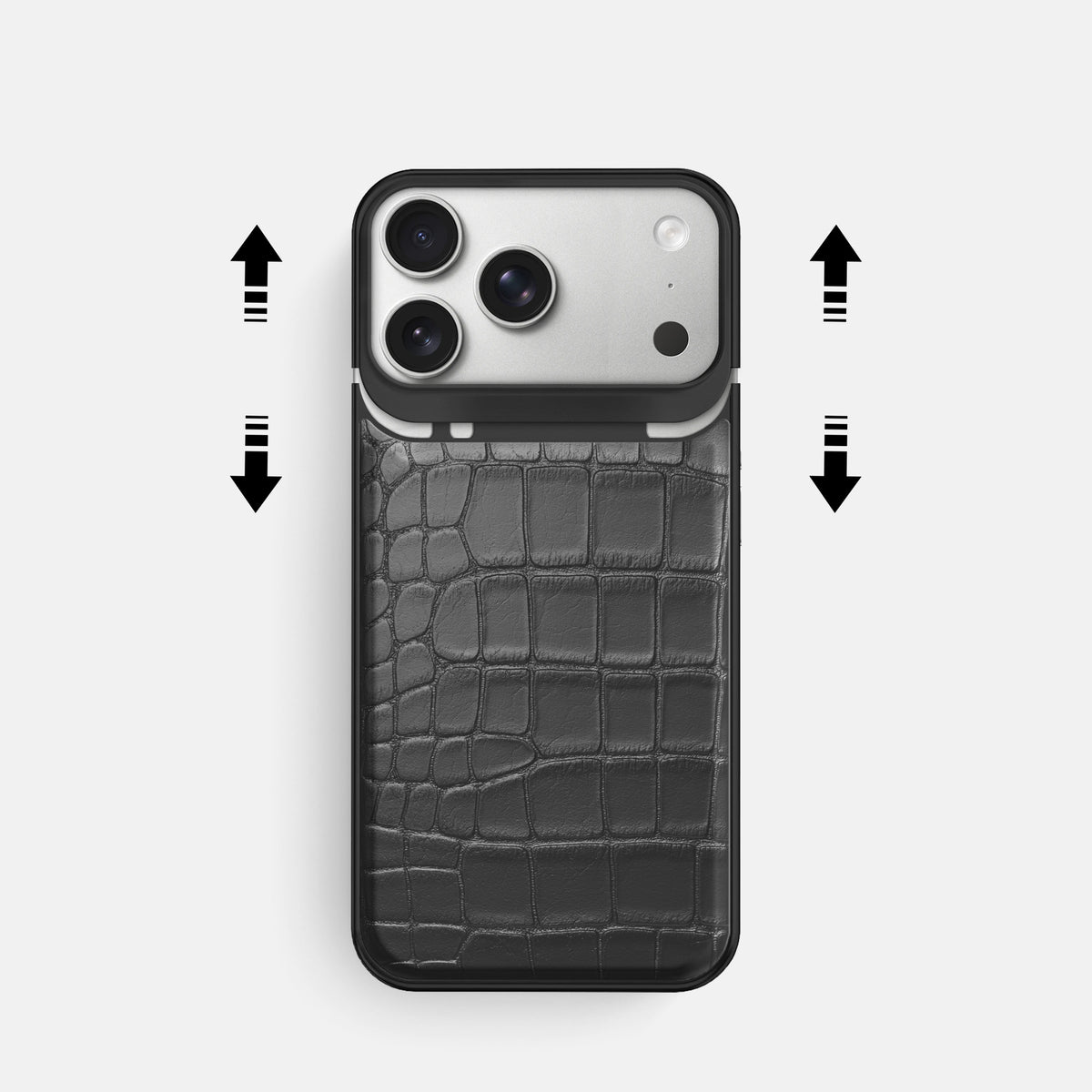 Metal Case For iPhone 18 Pro In Alligator -2 | Grey-Black
