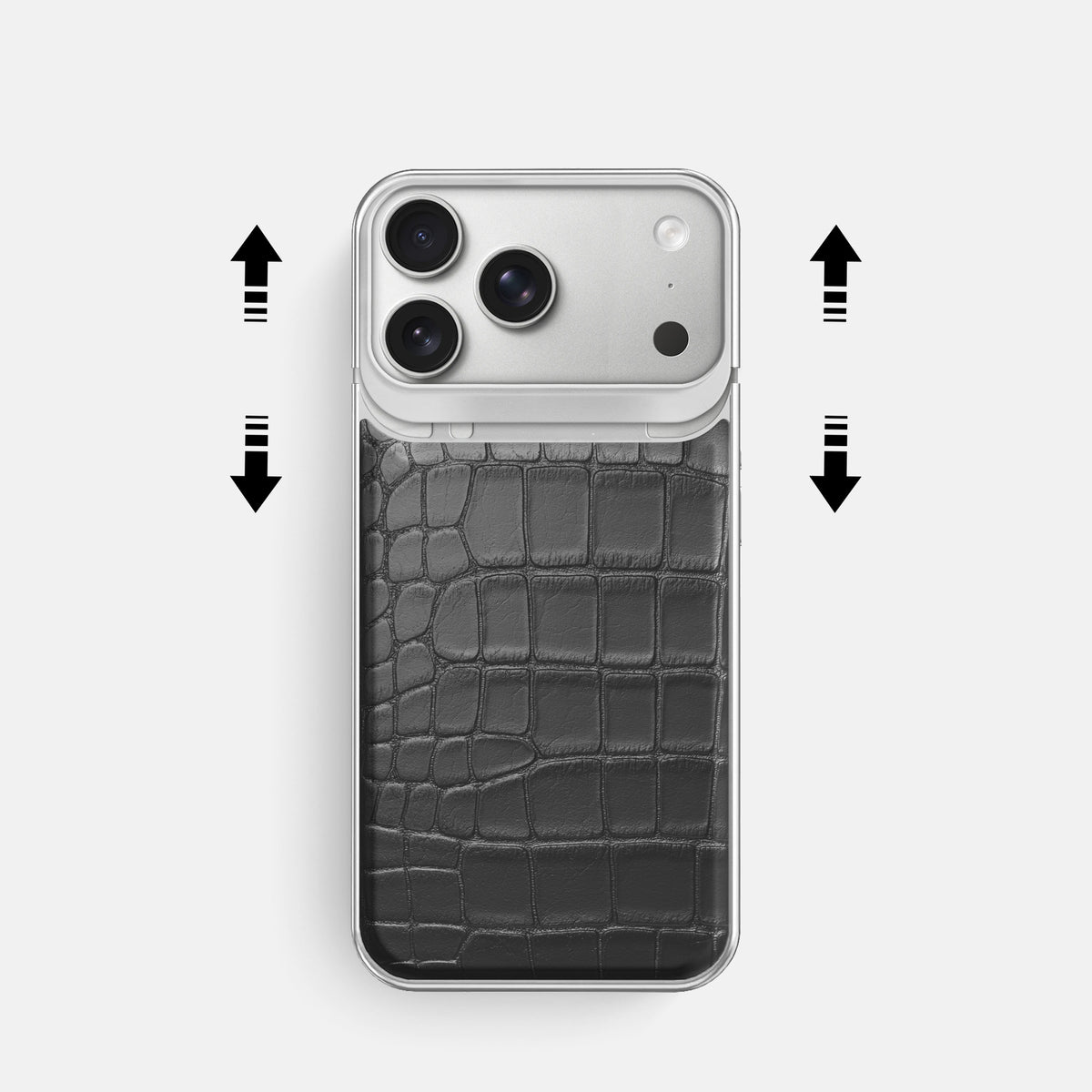 Metal Case For iPhone 18 Pro In Alligator -2 | Grey-Steel
