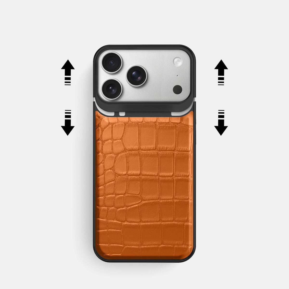 Metal Case For iPhone 18 Pro In Alligator -2 | Orange-Black