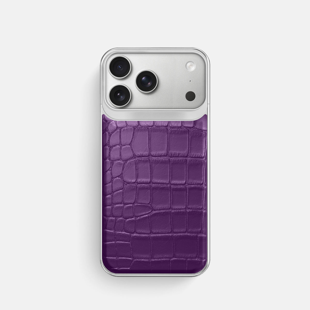 Metal Case For iPhone 18 Pro In Alligator -1 | Purple-Steel